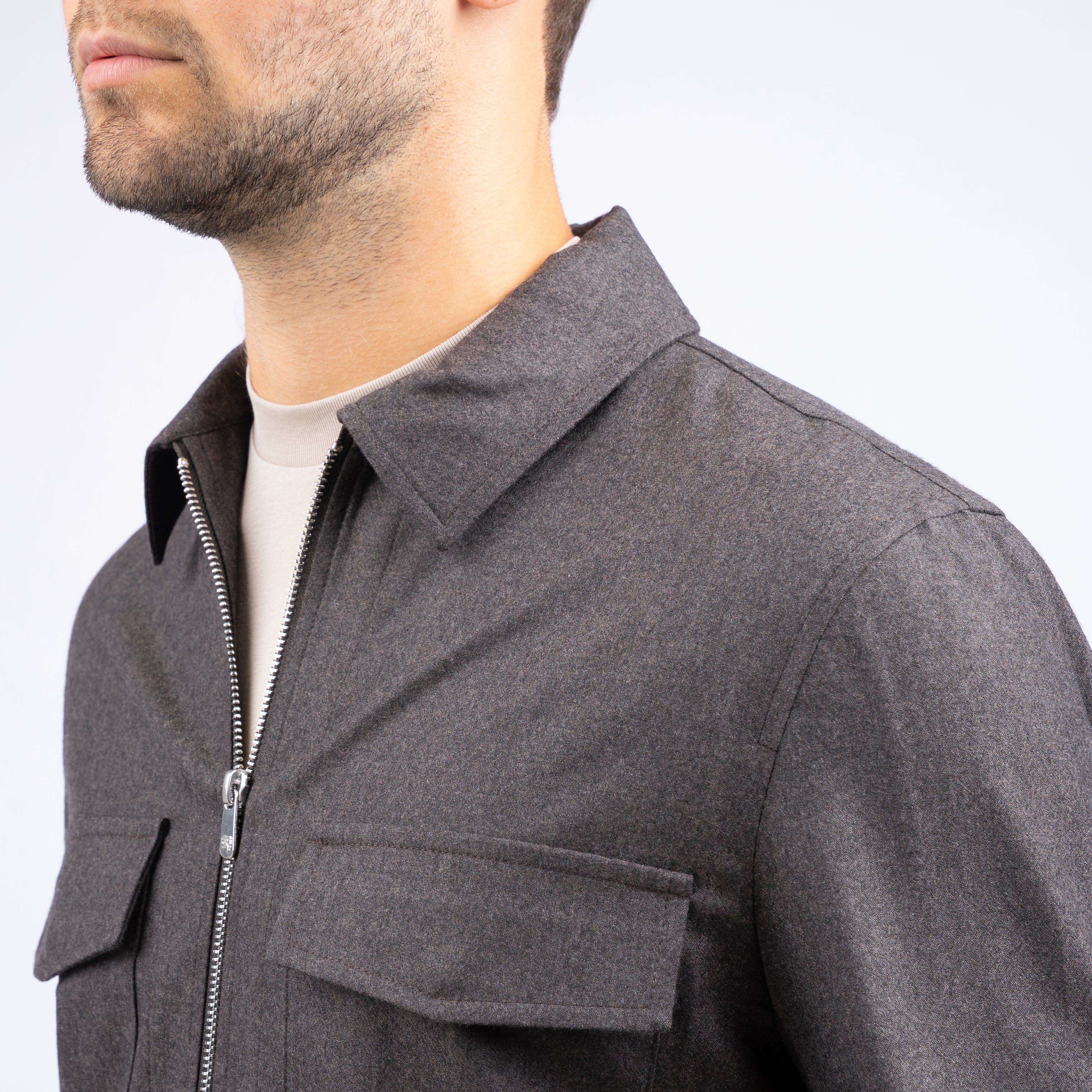 Marco Pescarolo Overshirt Bruin | Urus Cashmere