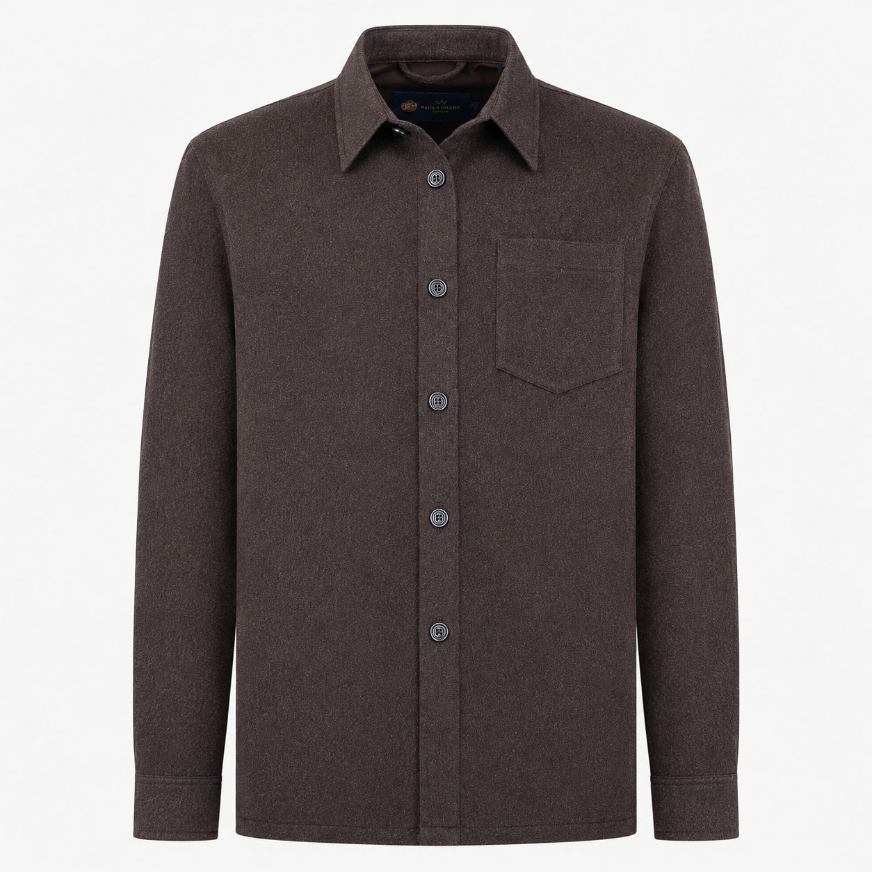 Paul & Shark Cashmere Overshirt Bruin | Loro Piana Green Storm System®