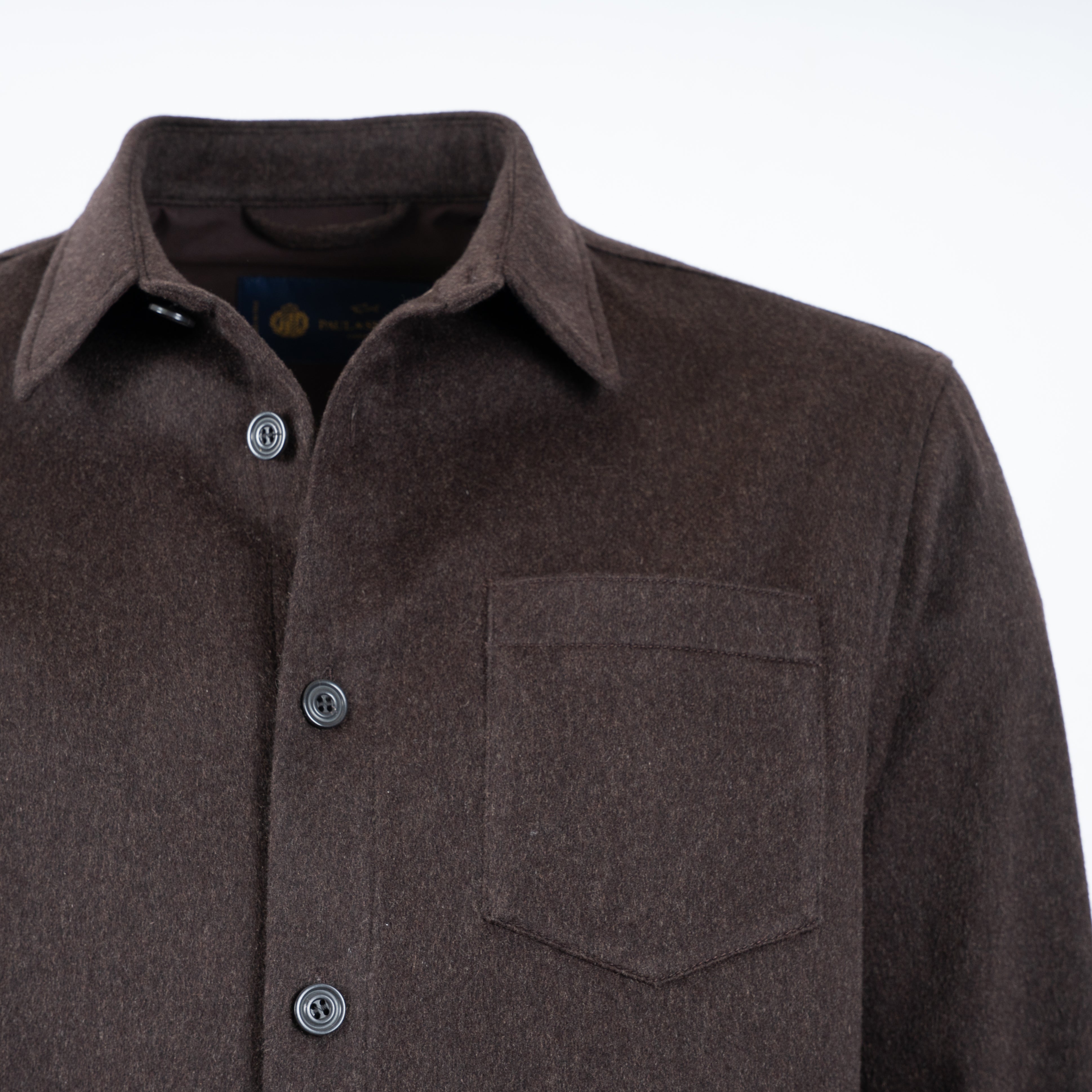 Paul & Shark Cashmere Overshirt Bruin | Loro Piana Green Storm System®