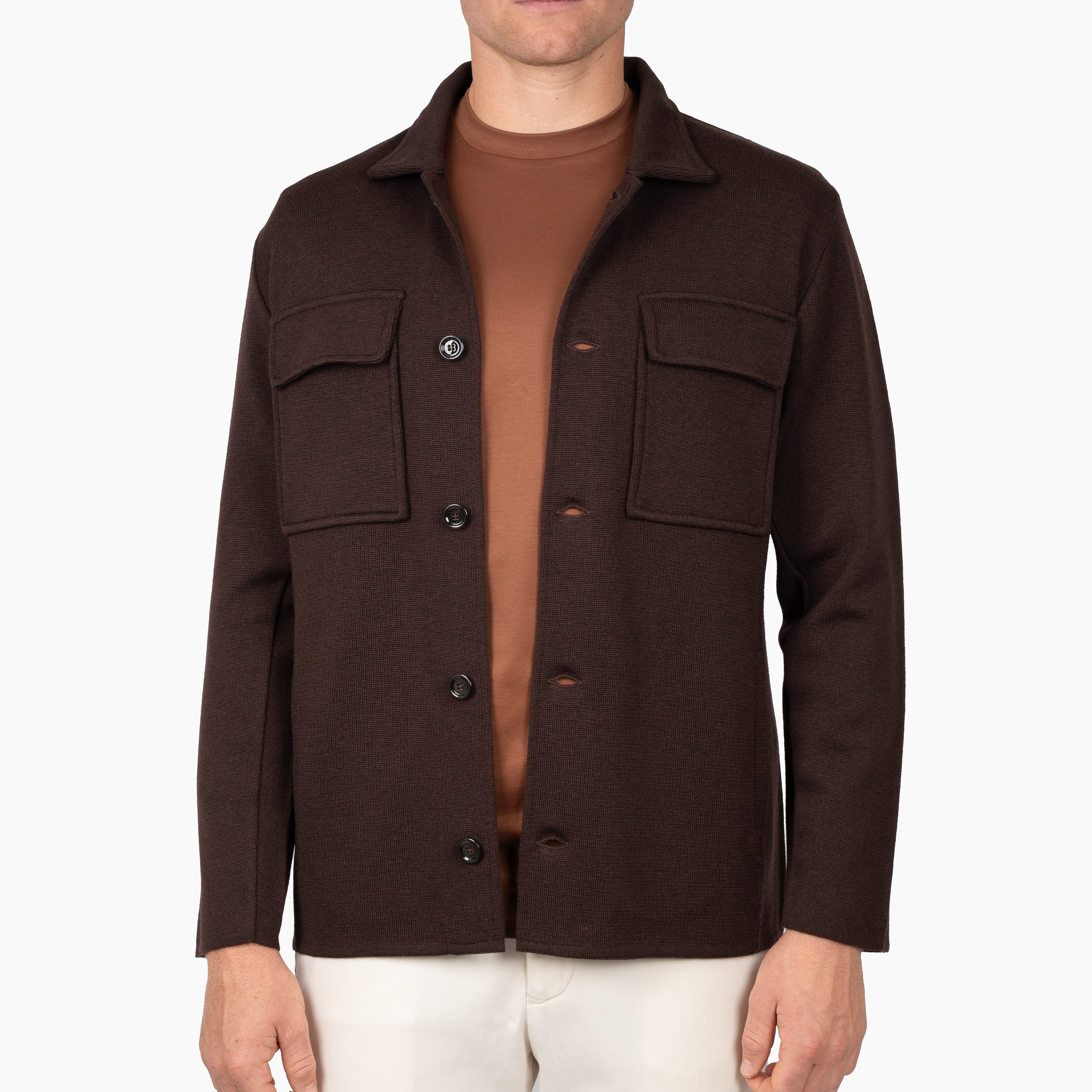 Lardini Gebreid Overshirt Bruin