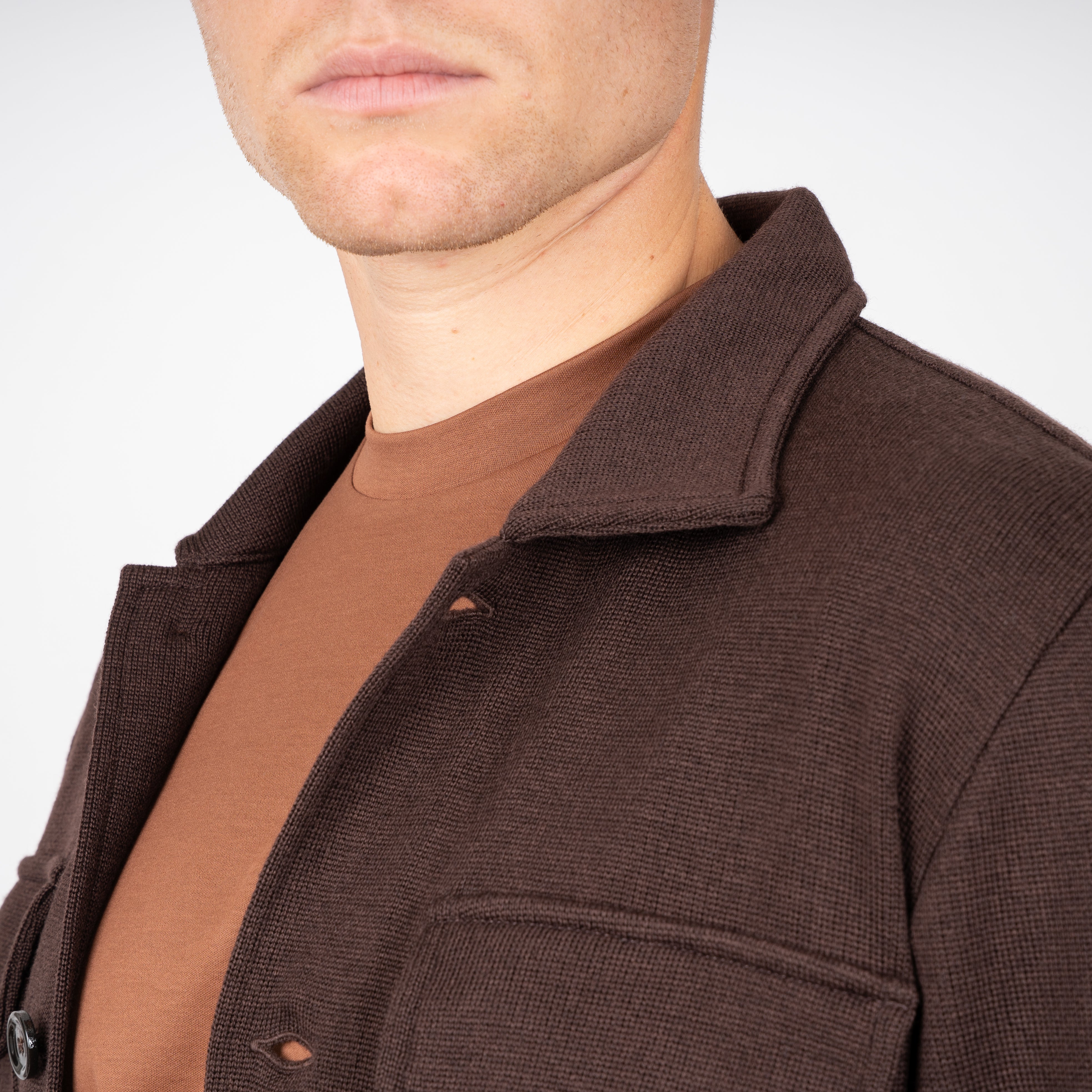 Lardini Gebreid Overshirt Bruin