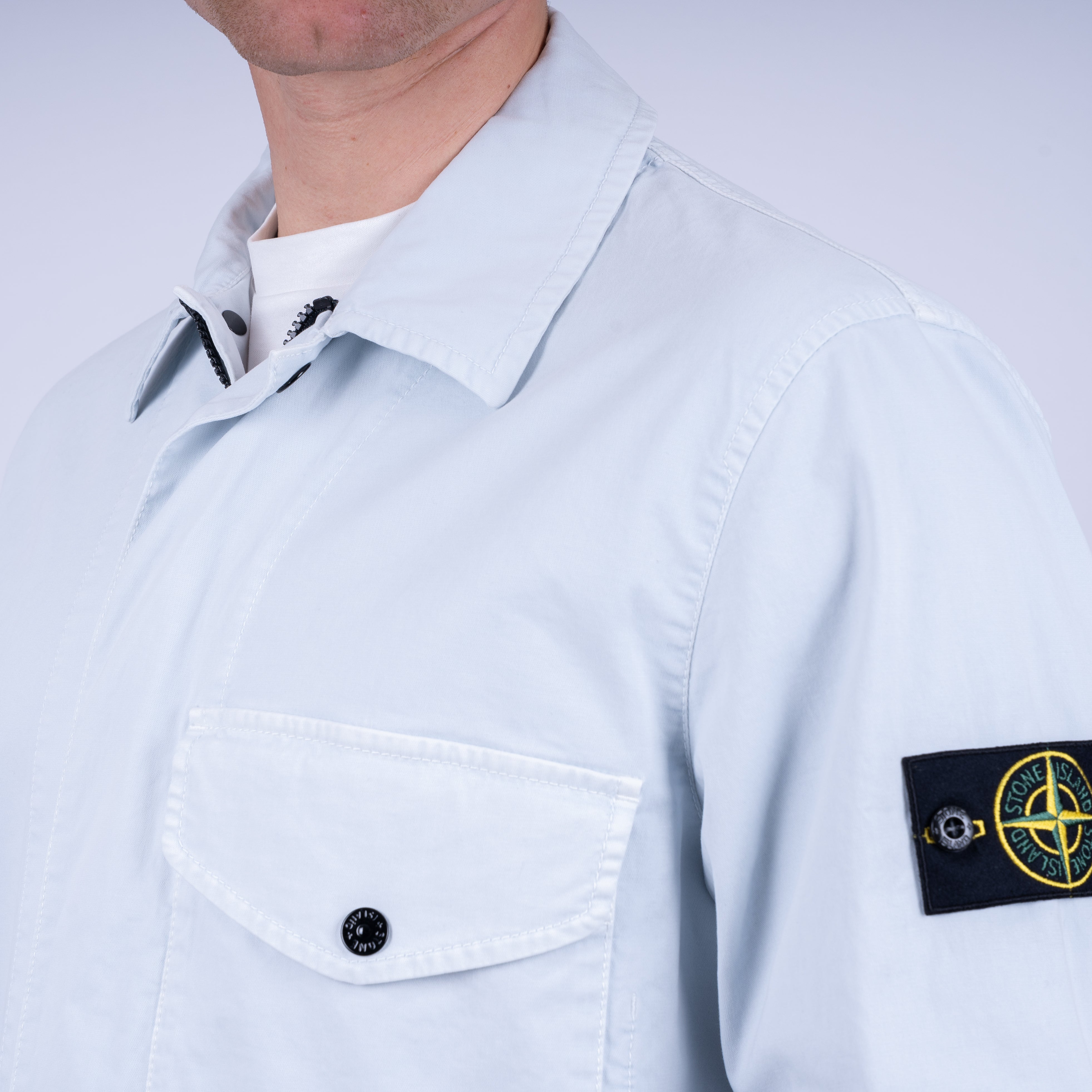 Stone Island Overshirt Lichtblauw | 'OLD' Effect