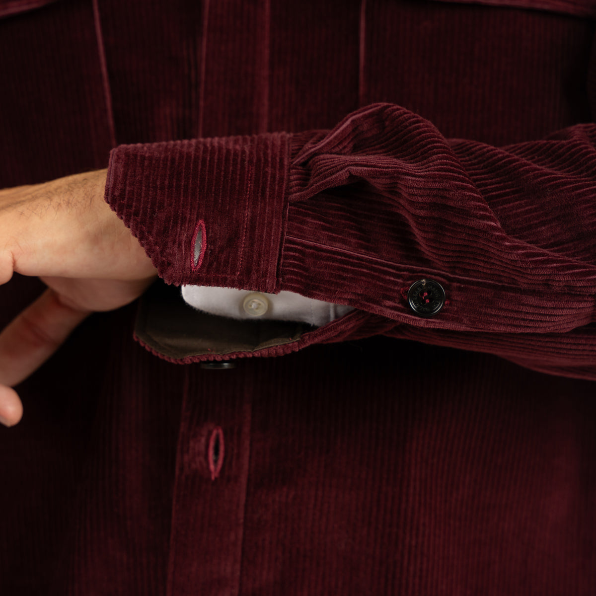 Maurizio Baldassari Overshirt Corduroy Bordeaux Rood | Army Spread Collar Shirt