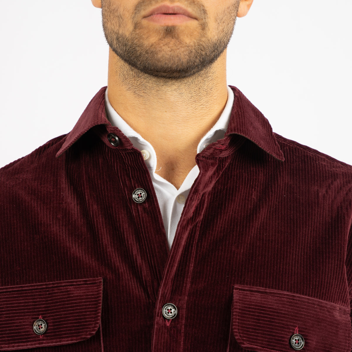 Maurizio Baldassari Overshirt Corduroy Bordeaux Rood | Army Spread Collar Shirt