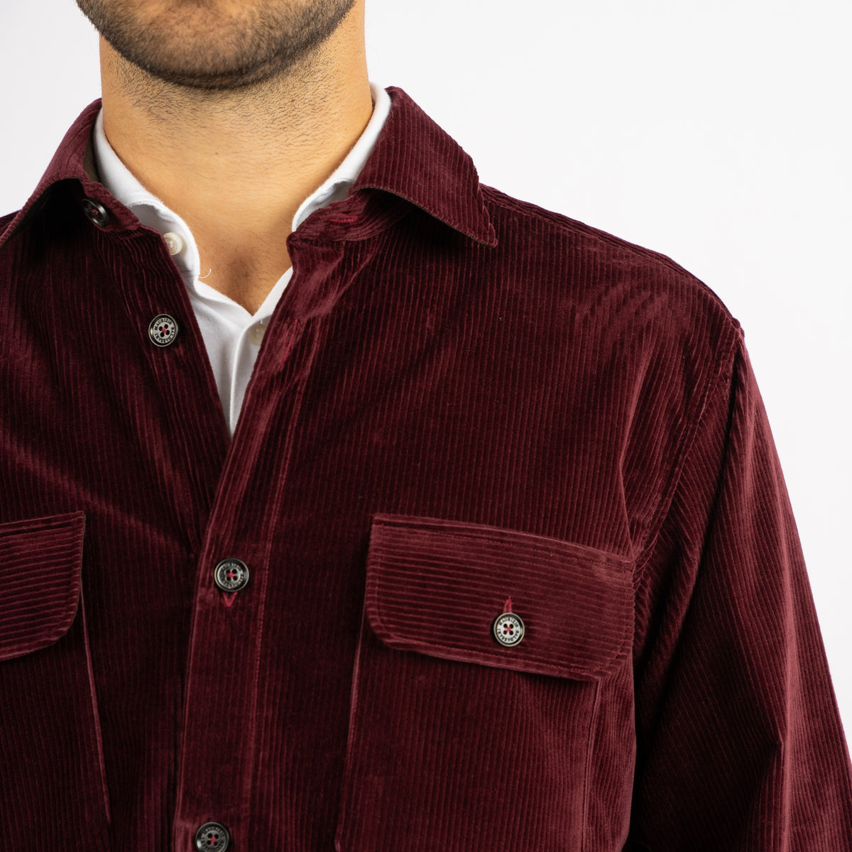 Maurizio Baldassari Overshirt Corduroy Bordeaux Rood | Army Spread Collar Shirt