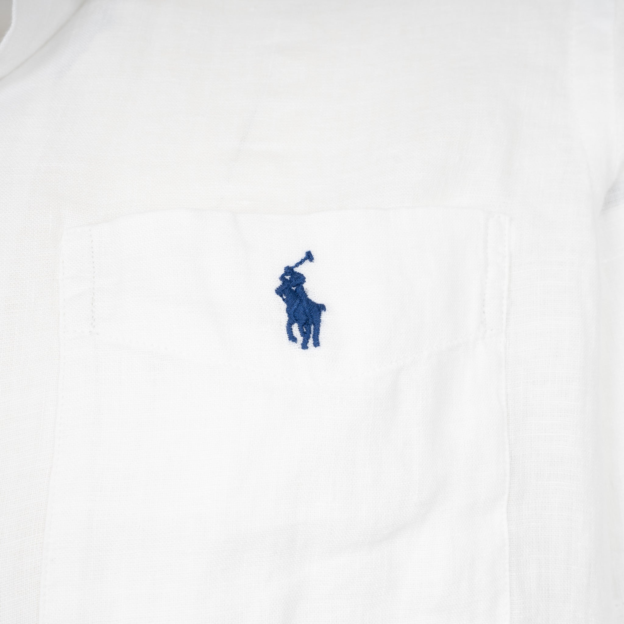 Ralph Lauren Overhemd Linnen Korte Mouw Wit | Classic Fit