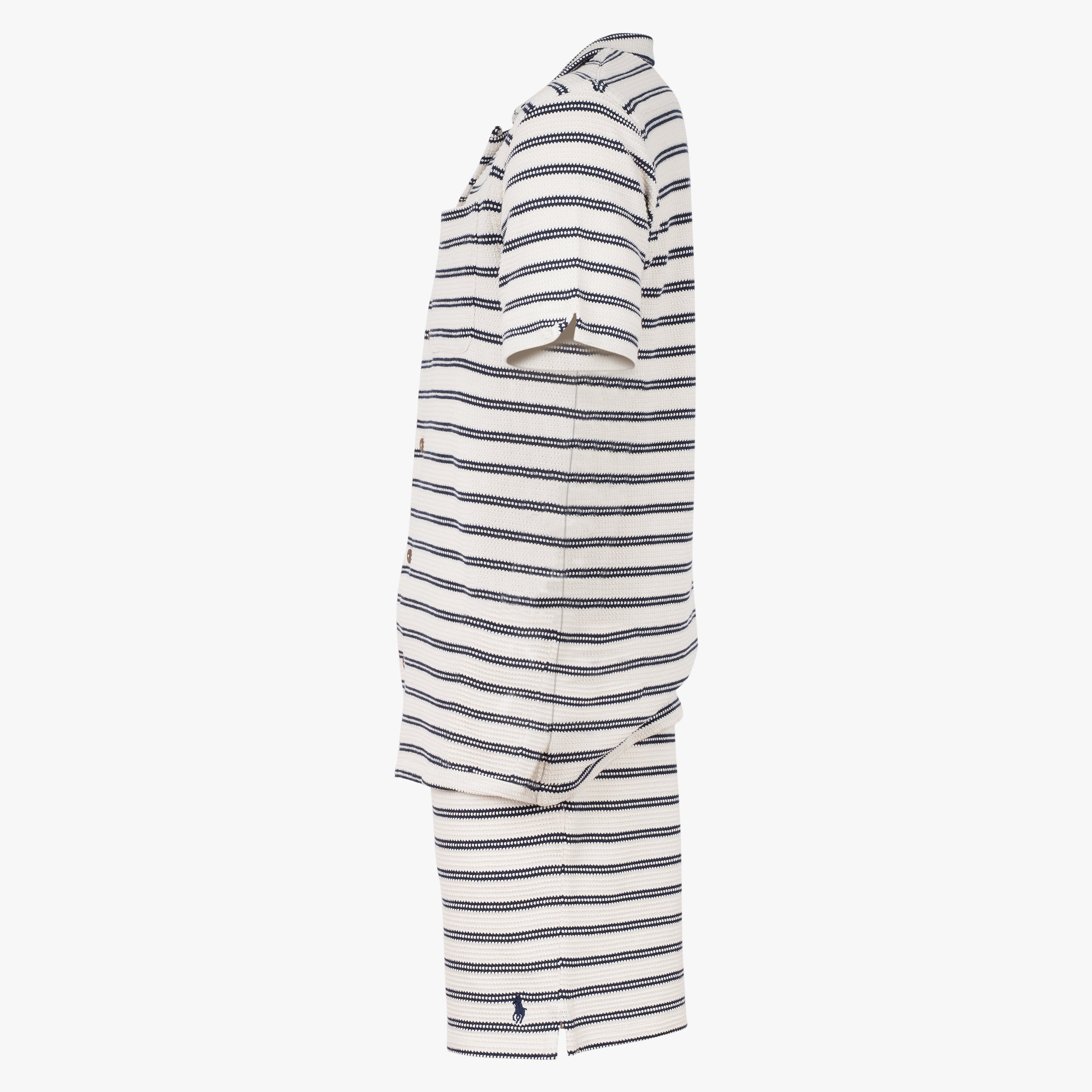 Ralph Lauren Overhemd Korte Mouw Blauw Gestreept |  Pointelle-Ribbed