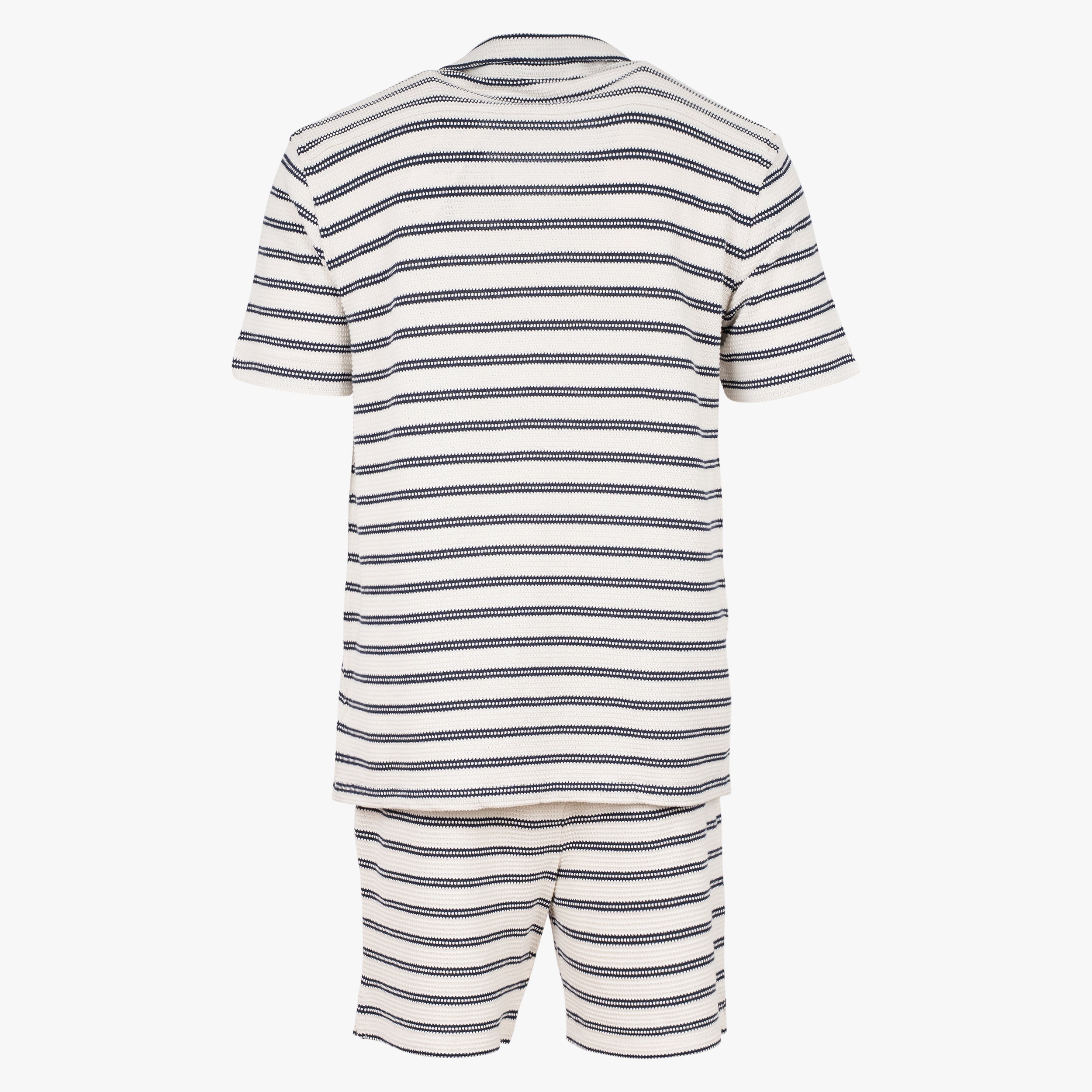 Ralph Lauren Overhemd Korte Mouw Blauw Gestreept |  Pointelle-Ribbed
