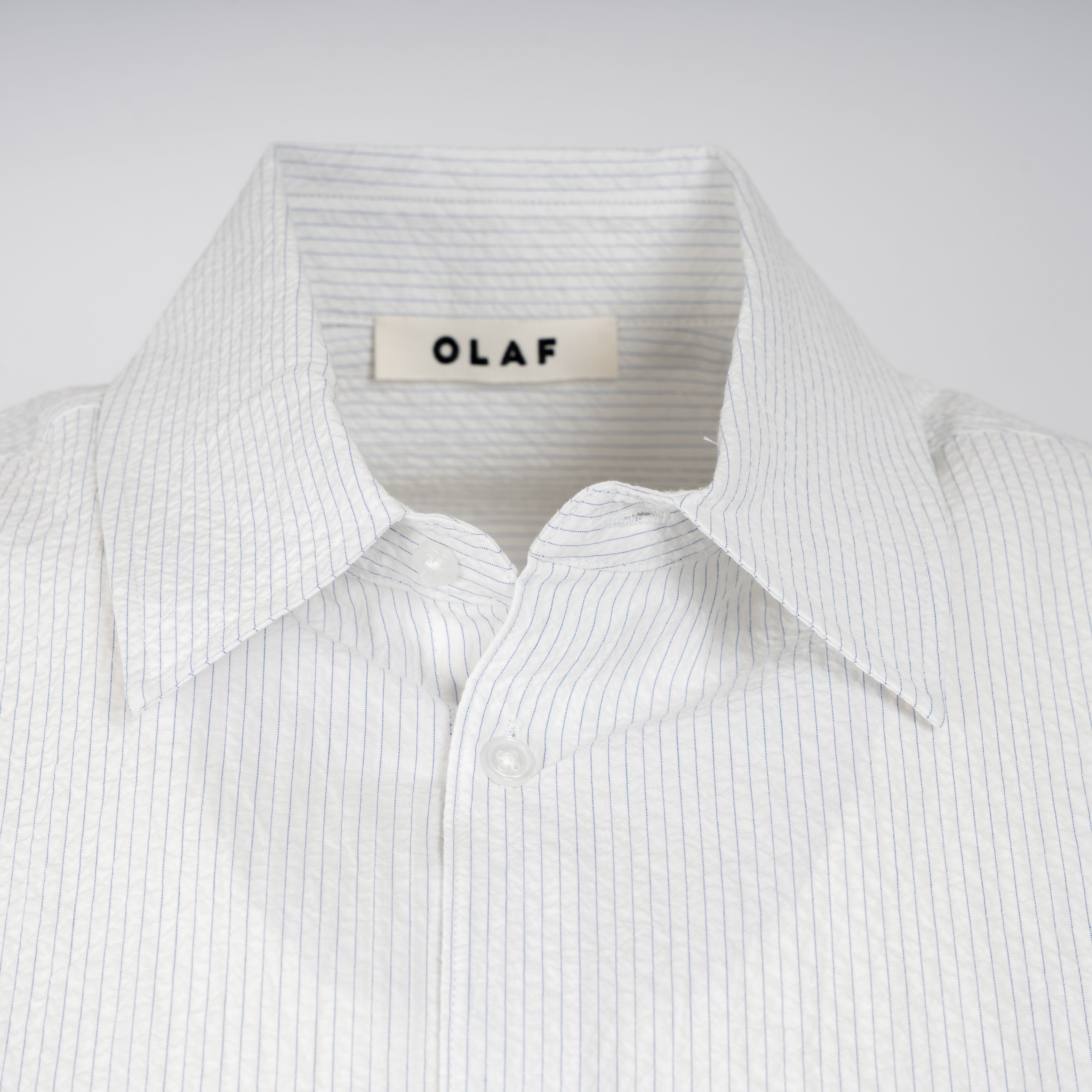 Olaf Overhemd Korte Mouw Witte Streep | Stripe Boxy SS Shirt