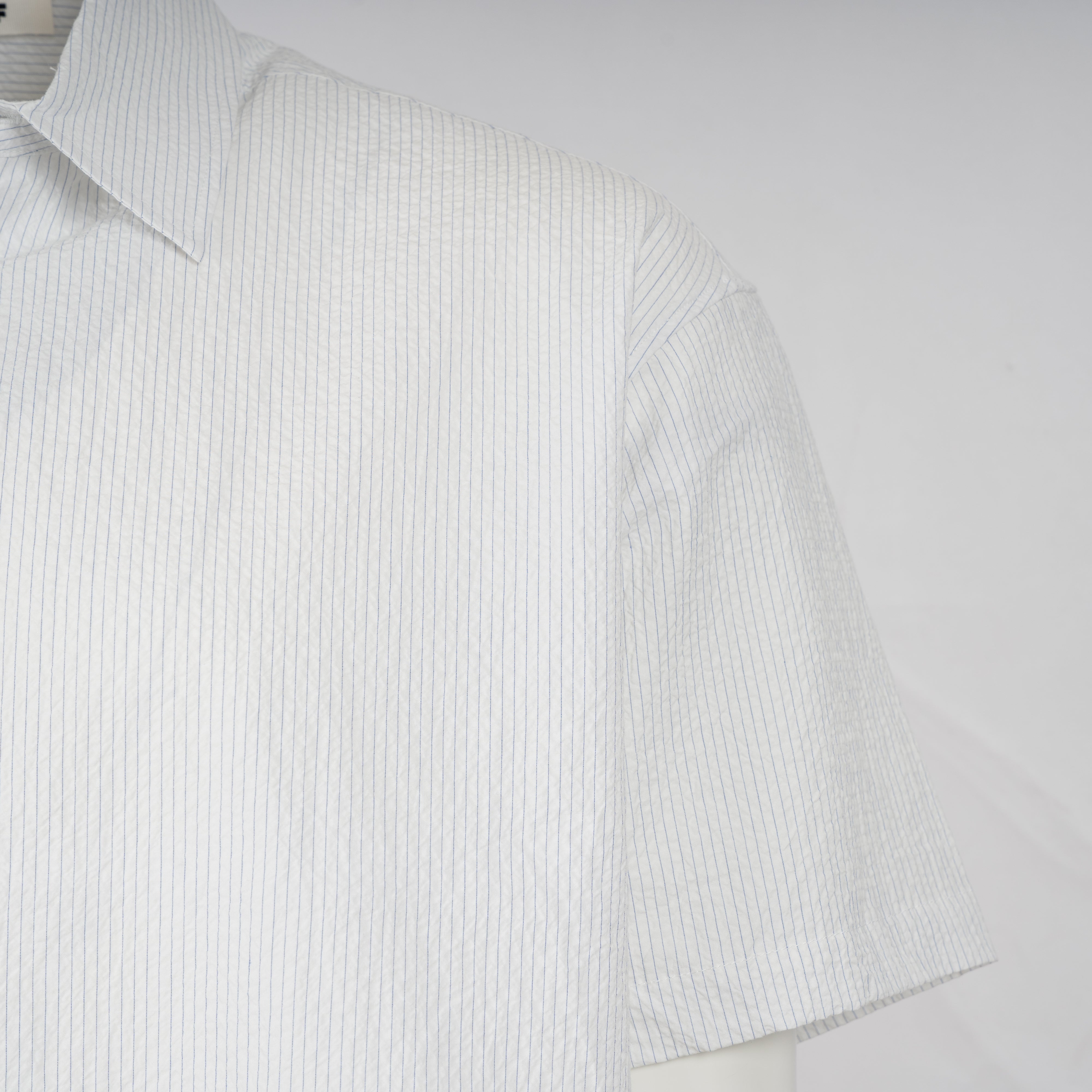 Olaf Overhemd Korte Mouw Witte Streep | Stripe Boxy SS Shirt
