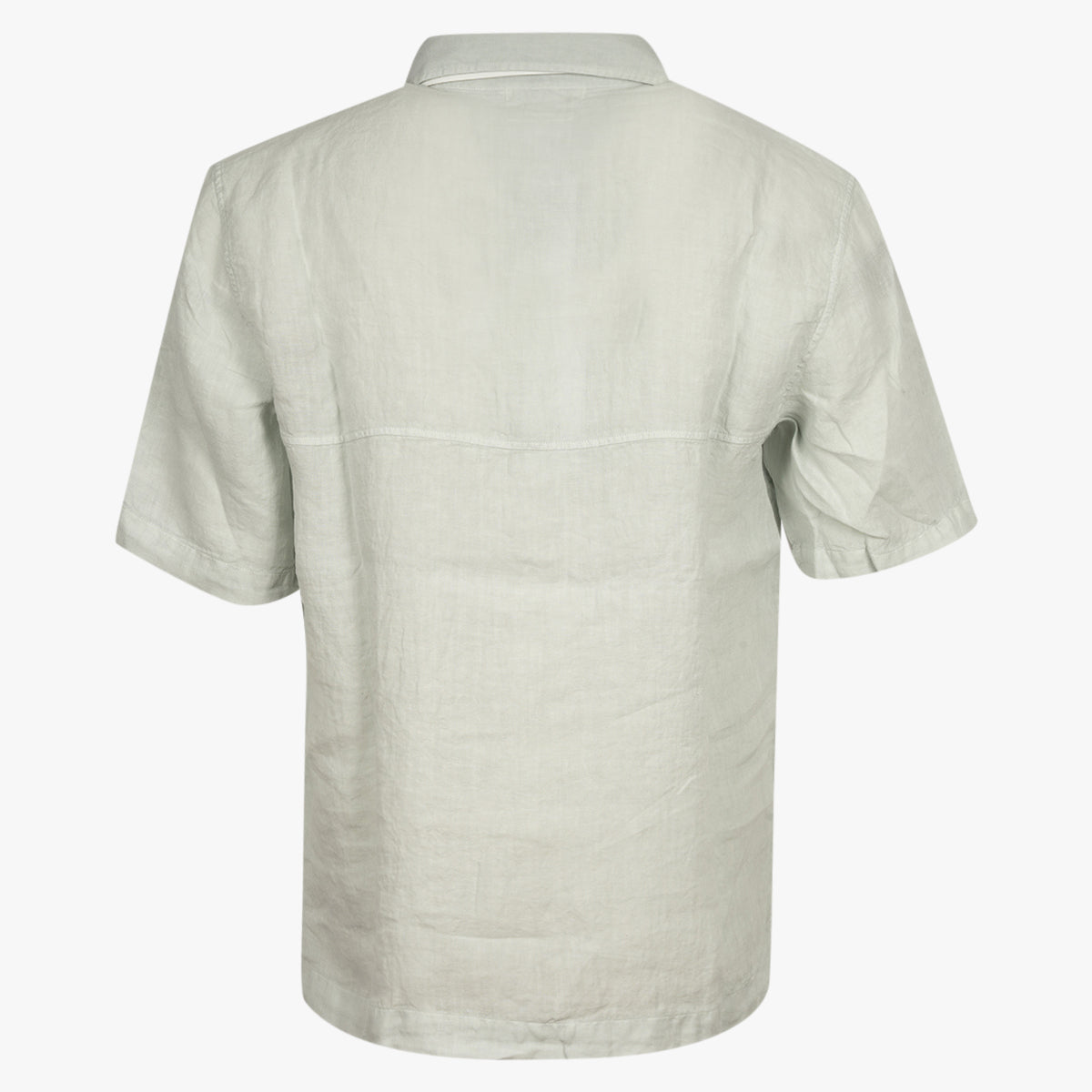 CP Company Korte Mouwen Overhemd Linnen Lichtgrijs