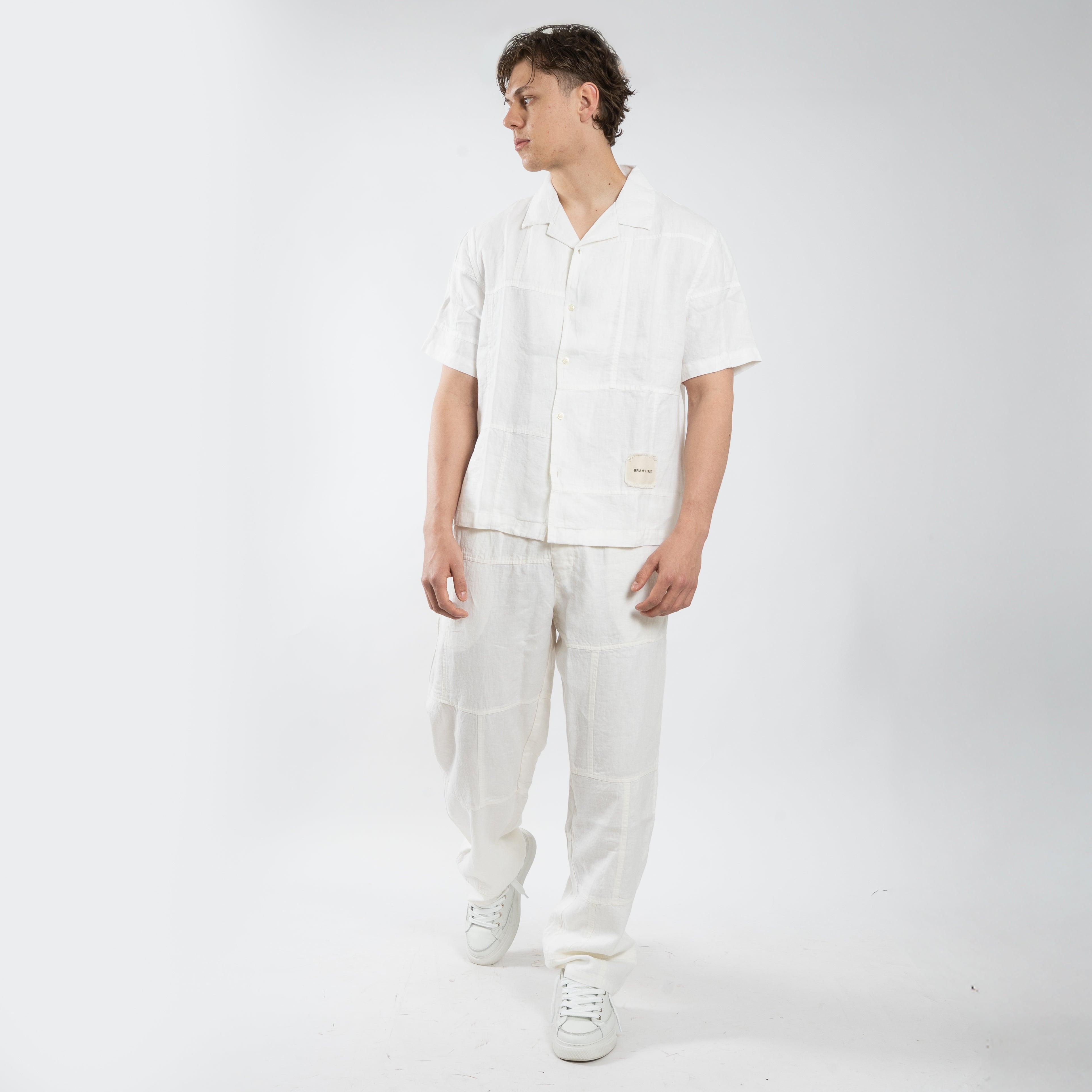 Bram's Fruit Linnen Korte Mouwen Overhemd Wit | LINEN REPAIR SHIRT