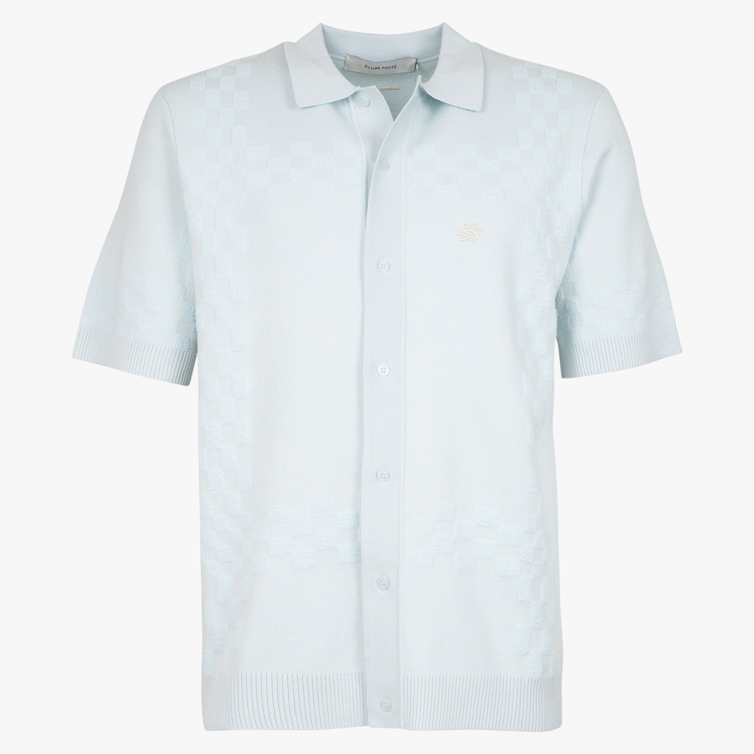 Filling Pieces Doorknoop Polo Lichtblauw | Knit Resort Shirt