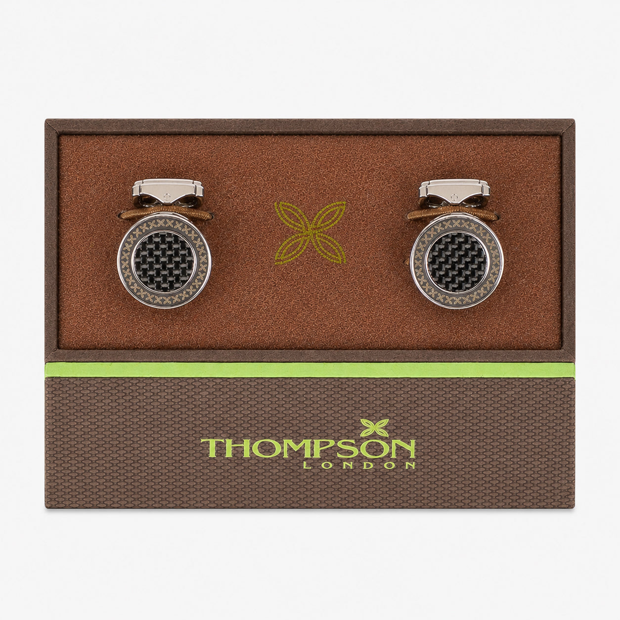 Tateossian Manchetknopen Rond | Carbon Fibre