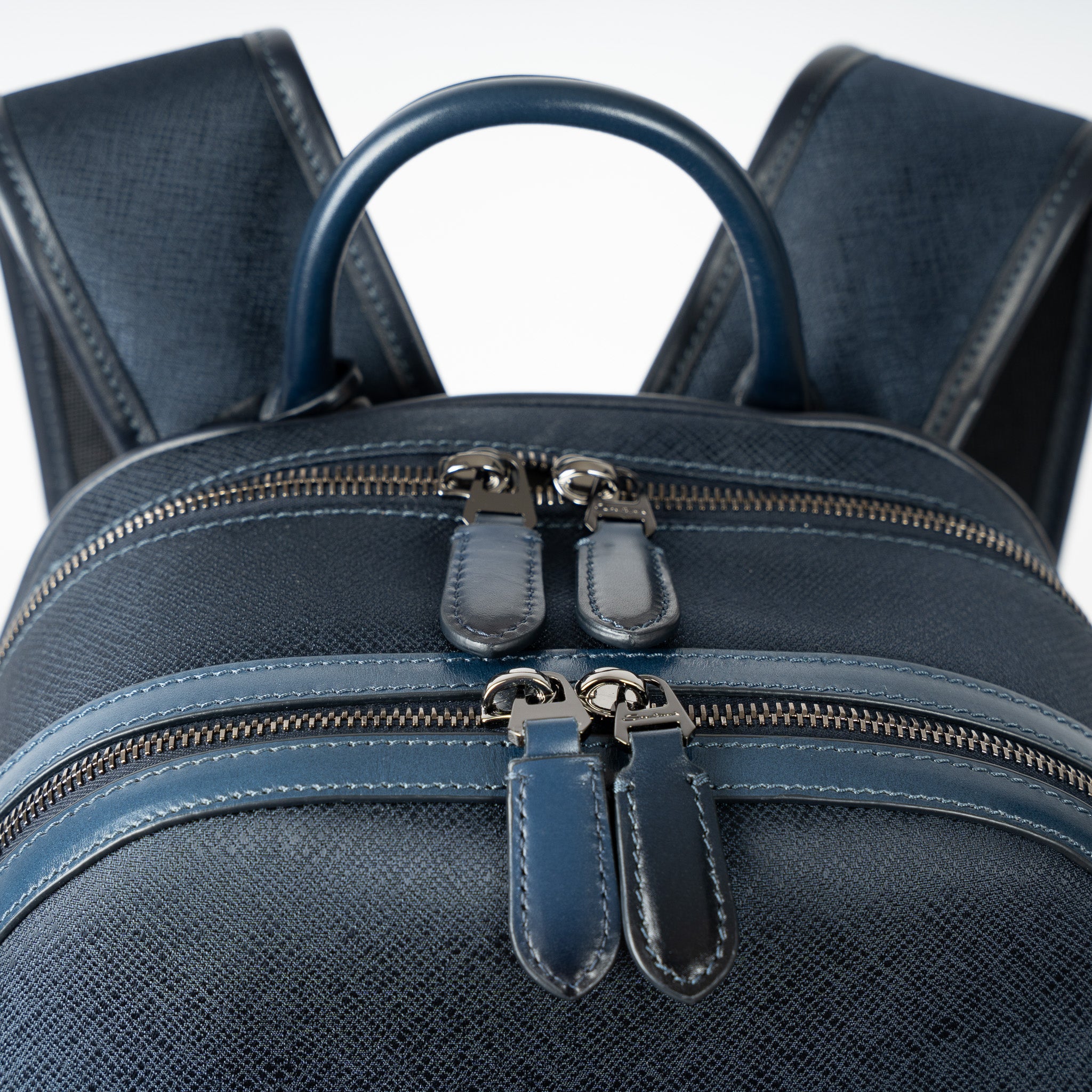 Santoni Rugzak Blauw | Leather & Nylon