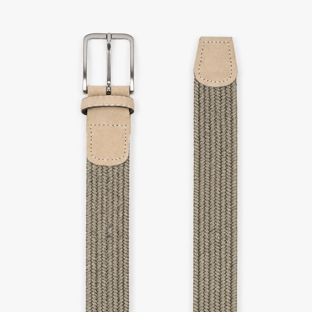 Athison Gevlochten Riem Taupe | Linnen Stretch