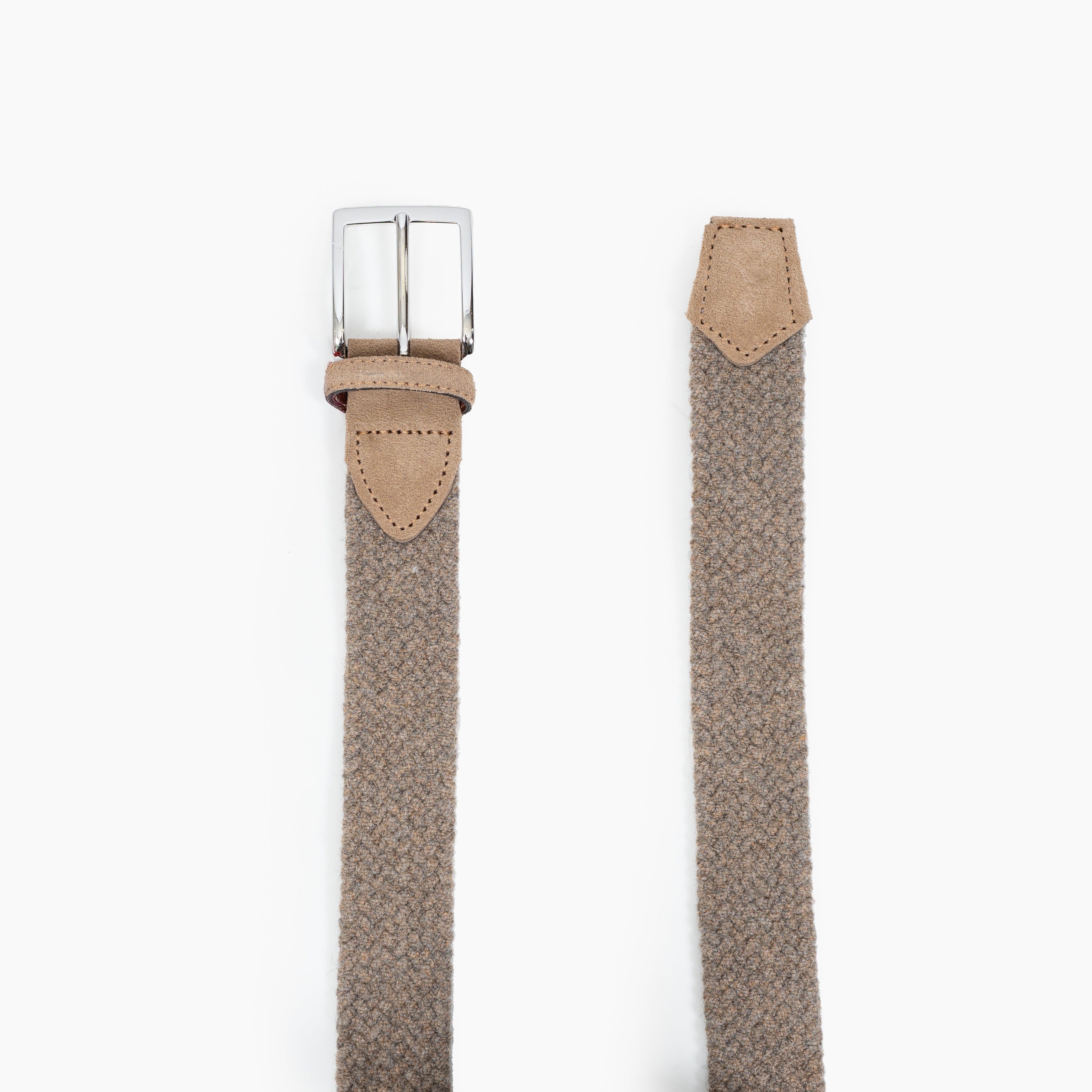 Athison Gevlochten Riem Beige | Wool Elastic Belt